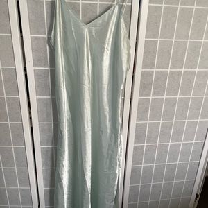 Elegant Light Blue Satin Slip Nightgown